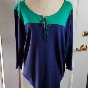 *3 for $25*  Green & Navy Blue Studio Works Pullover Shirt - Size 2X